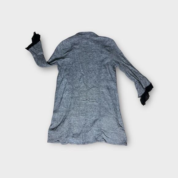 Soft Surroundings Linen Blend Women's Gray and Black Ruffle Trim Open Cardigan M - Picture 5 of 7